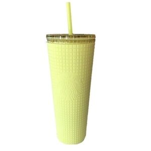 STARBUCKS meadow yellow soft touch grid venti tumbler 24 fl oz